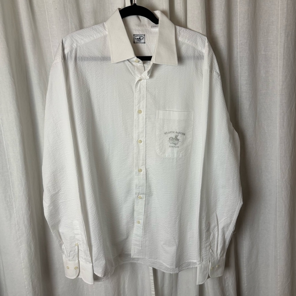NWOT Atlantic Rancher Captains Seersucker Long Sleeve Shirt  XXL Special Edition